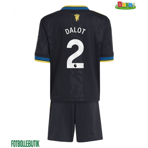 Manchester United Diogo Dalot #2 Tredjeställ Barn 2025-26 Kortärmad (+ Korta byxor)